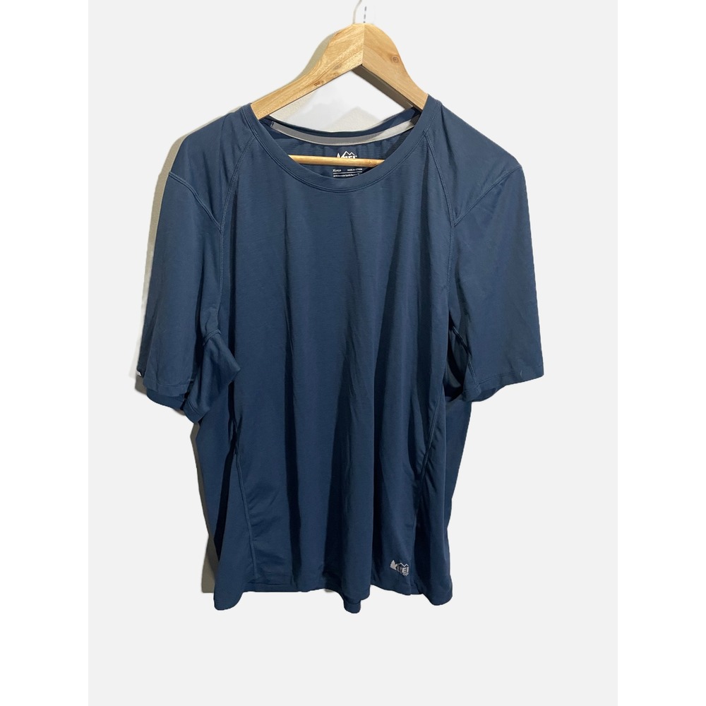 REI Co-op Active Tee Mens XL Blue Short Sleeve Performance Hiking Athletic Shirt